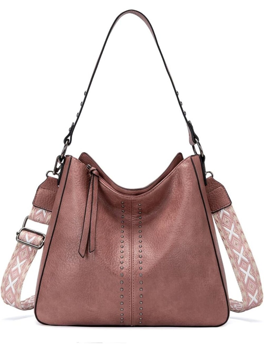 Women's Guitar Dark Pink Hobo Bucket Top Handle Satchel Shoulder Purse Handbag